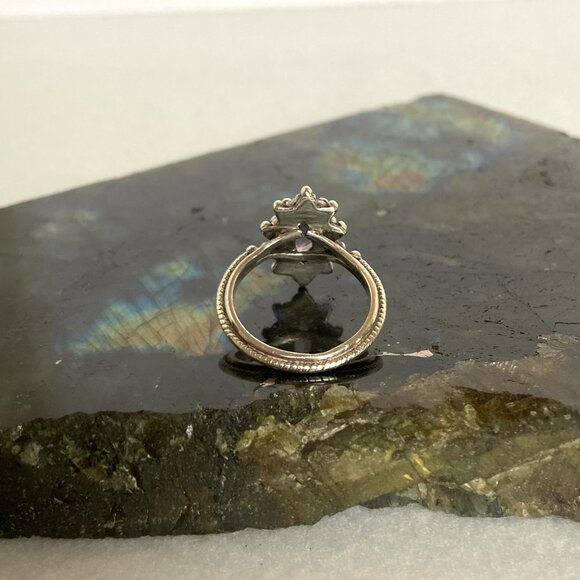 Sterling Silver 925 Bezel Set Marquise Amethyst Solitaire Ring Sz 5 - Picture 7 of 16